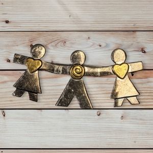 #9 Vintage Naldo sterling silver paper doll pin girl boy girl